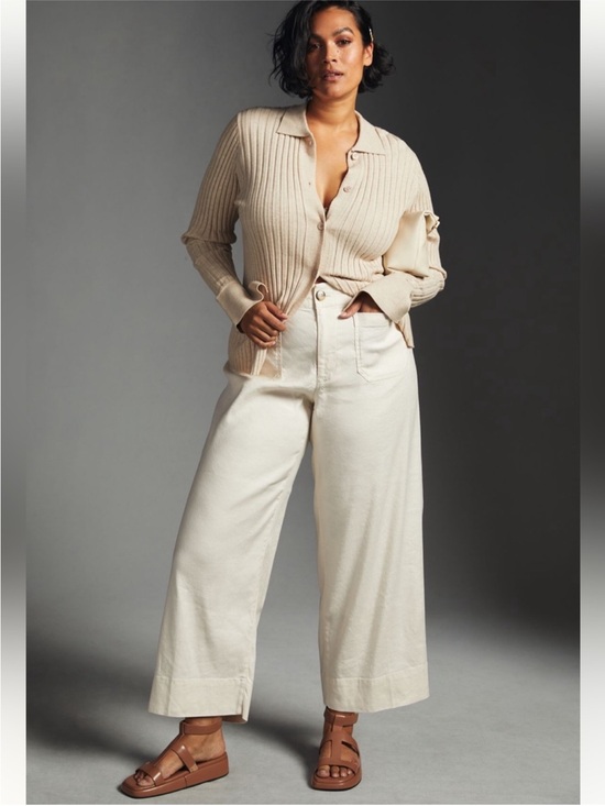 Maeve Pants - Anthropologie Maeve Colette Linen Blend Stretch High-Rise Wide Leg Pants Trouser